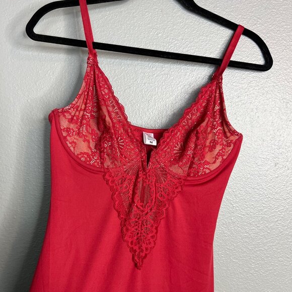 Popilush The Shapewear Slip Maxi Dress Women's M Red Lace Slit Adjustable Y2K - Picture 6 of 12